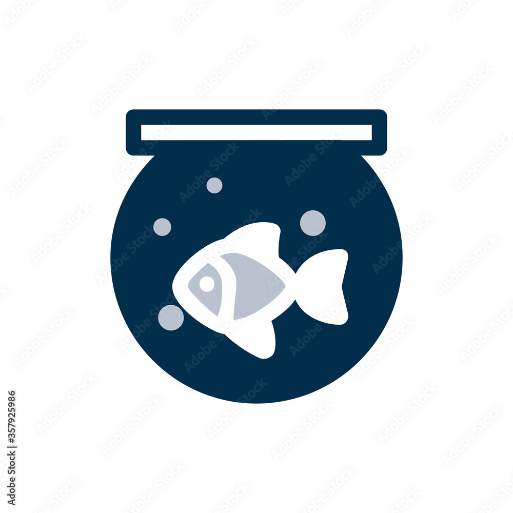 Goldfish in a fish bowl icon illustration isolated on white background. Aquarium fish sign. Goldfish in a fish bowl icon illustration isolated on white background. Aquarium fish sign.