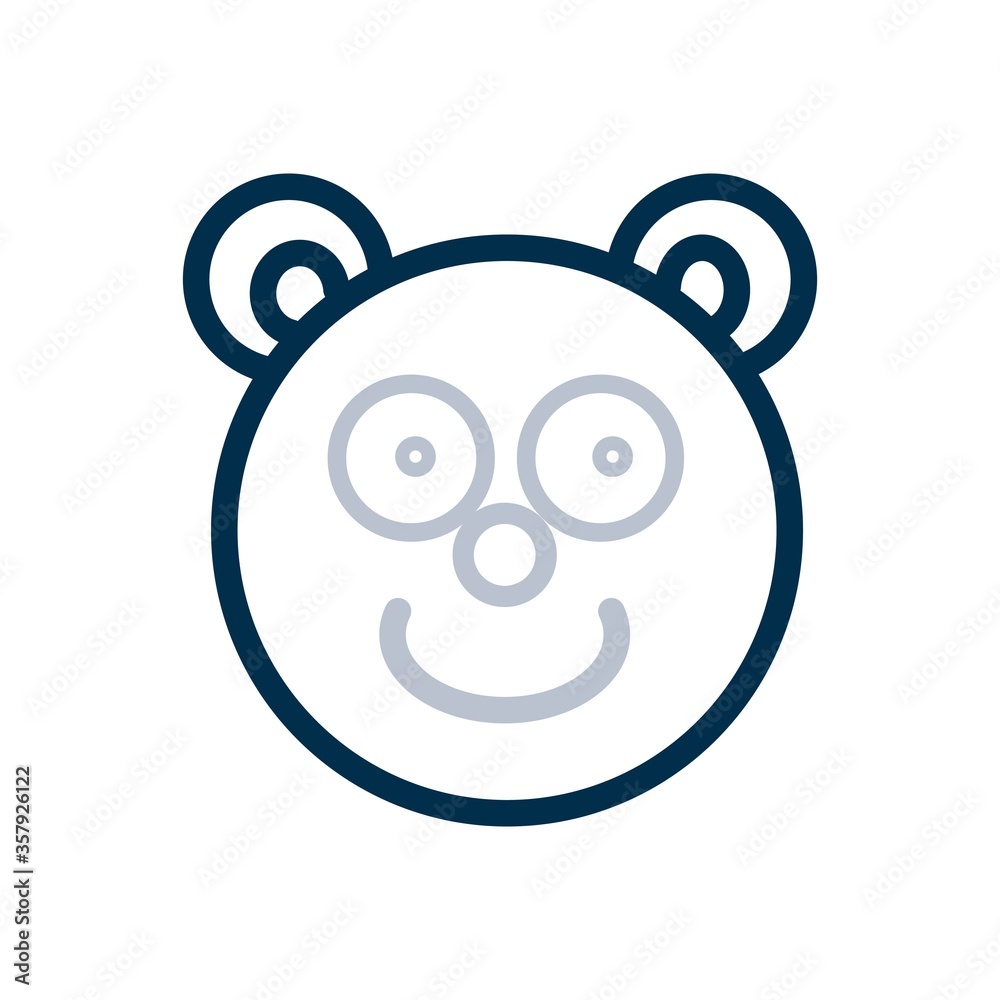 Animated bear face icon in flat design style. Animated bear face icon in flat design style.
