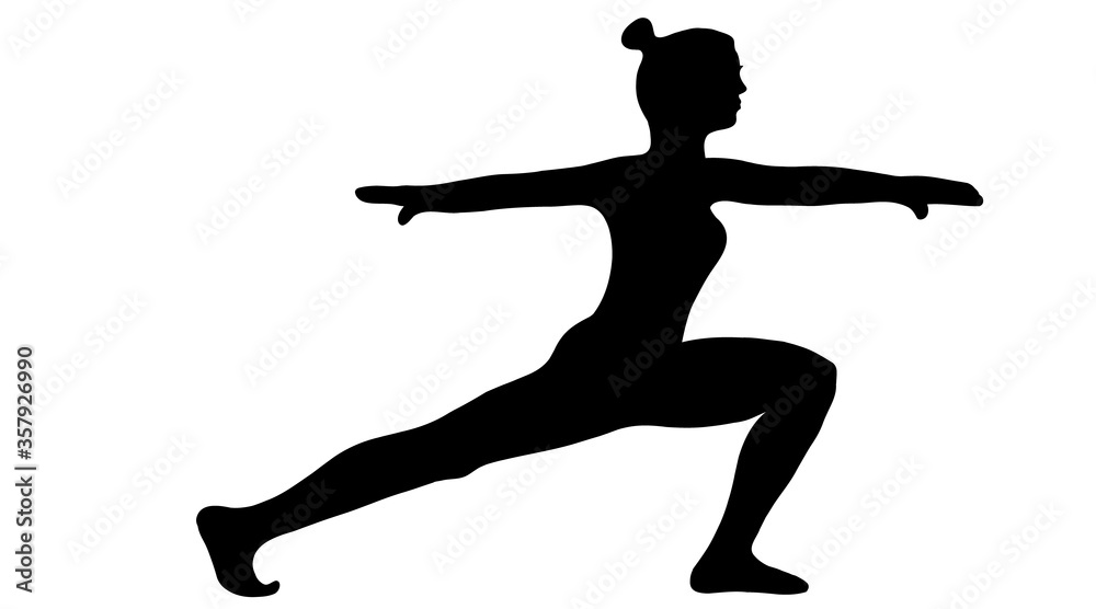 Vector silhouette of woman doing yoga.