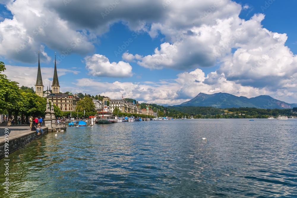 View of Lucerne from lake, Switzerland