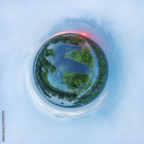 little green planet. Spherical  panorama 360.