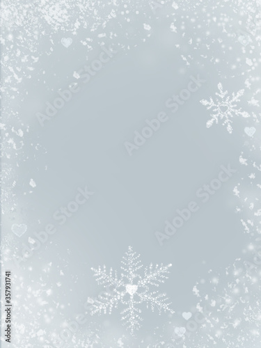 Christmas flyer background with snow flakes, light blue subtle illustration. 