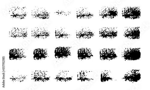 Sponge texture hand paint vector template. Set of black and white rectangle design elements