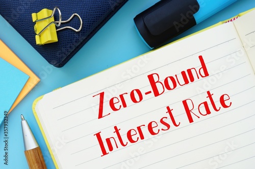 Business concept meaning Zero-Bound Interest Rate with phrase on the piece of paper.