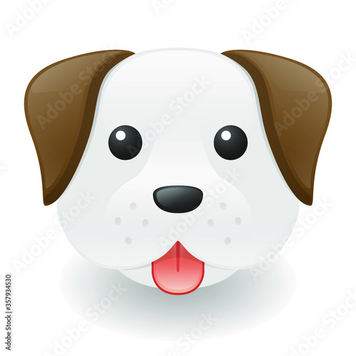 Dog Head. Home and Farm Animals. Emoji Illustration Face. Vector Design Art.