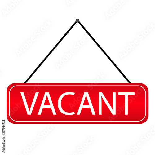 Vacant icon . Red hanging door plates . Search job illustration. Vacancy .