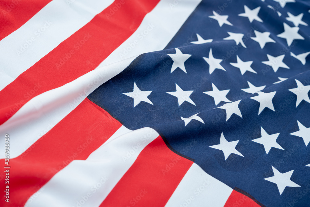 USA flag on top view , waving flag of America USA flag on top view , waving flag of America
