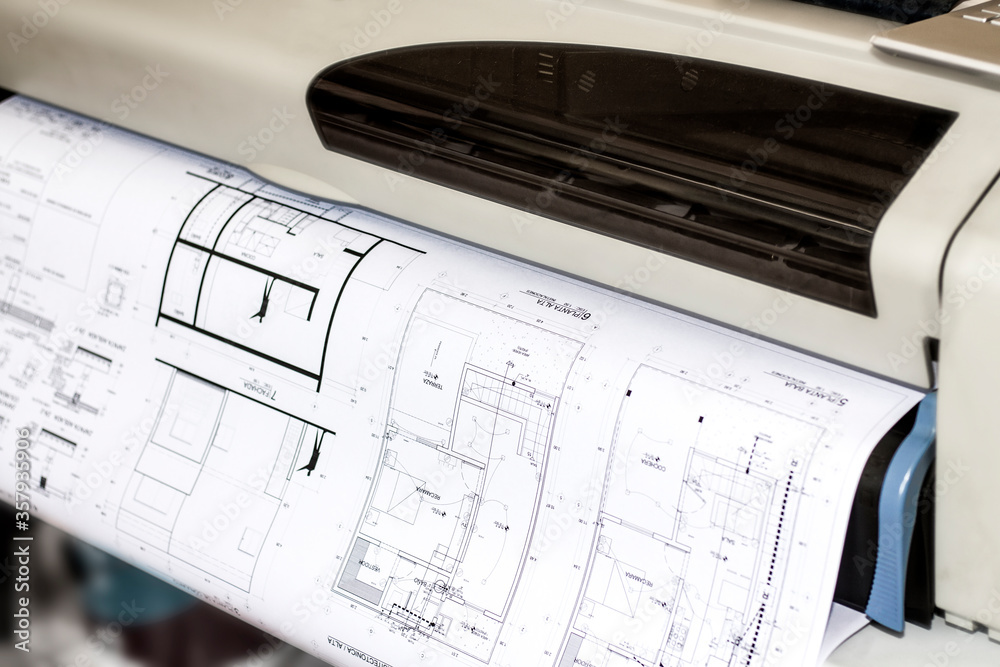 plotter and blueprint Stock Photo | Adobe Stock