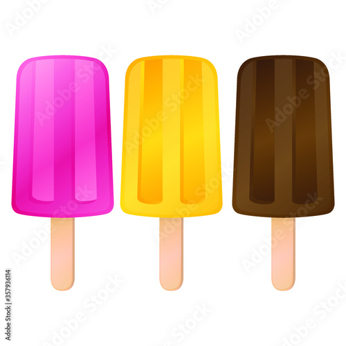Popsicle Ice Cream Emoji Summer. Icon Object Symbol Gradient. Vector Art Design Cartoon Isolated Background.