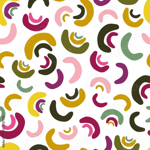 Seamless vector pattern with abstract rainbow shapes