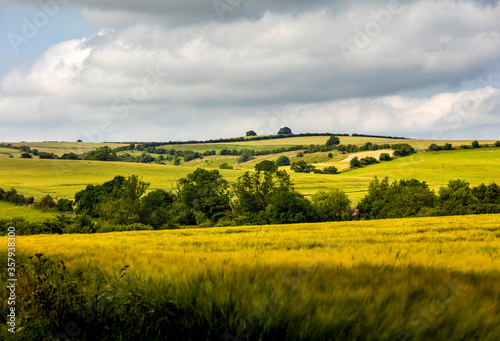 Walesby, Lincolnshire, UK, July 2017, View of landscape near Walesby in the Lincolnshire Wolds photo