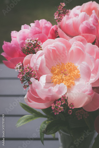 Bouquet of beautiful pink peonies