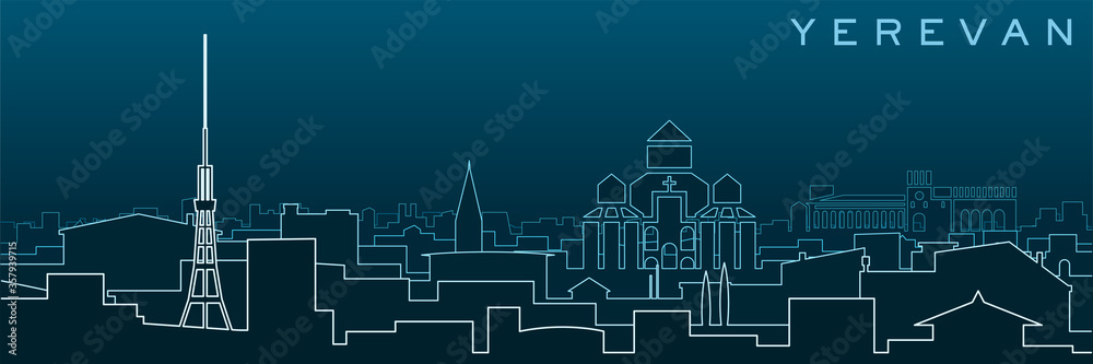 Yerevan Multiple Lines Skyline and Landmarks Yerevan Multiple Lines Skyline and Landmarks