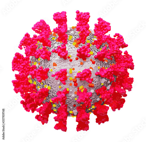 Covid-19 Vector accurate render of virus with HE protein and S protein elements