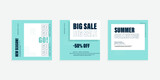 Vector square web banner templates for big and 
mega sale. Editable template post for social media ad. ads for promotion design with green and white color.
