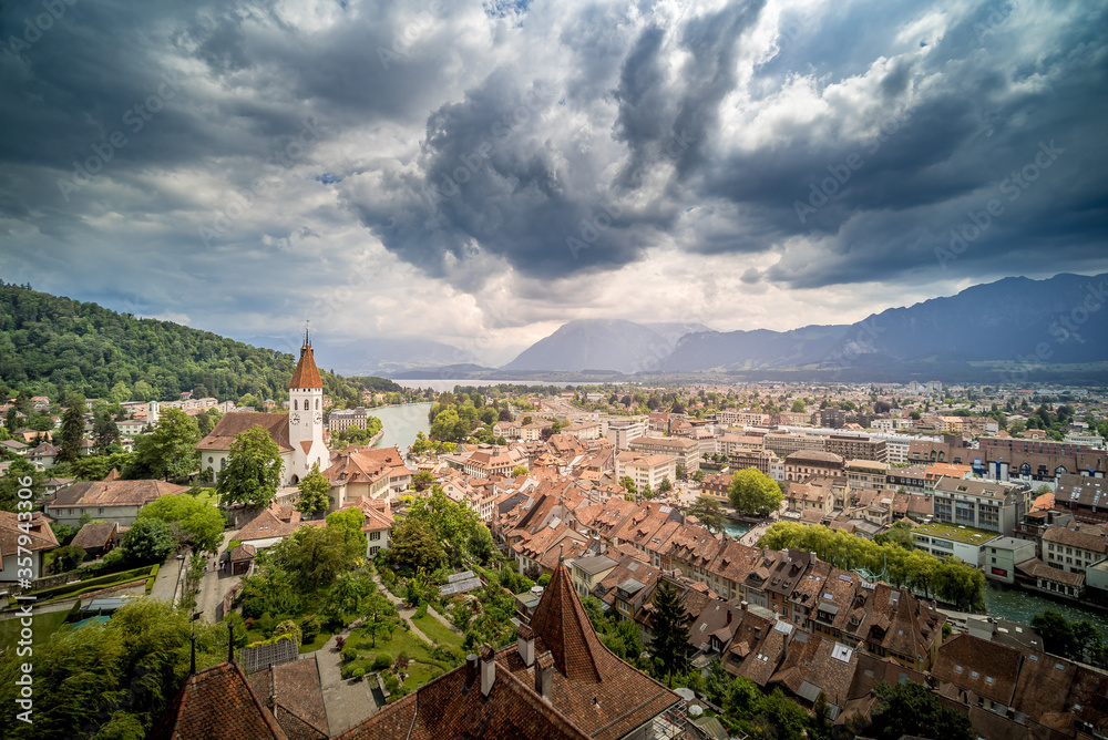 View of Thun from medieval Thun castle
