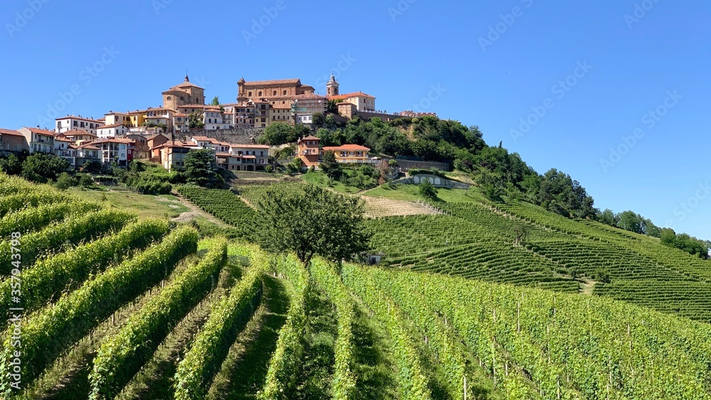 panorama di La Morra e le sue vigne, nelle Langhe in Piemonte