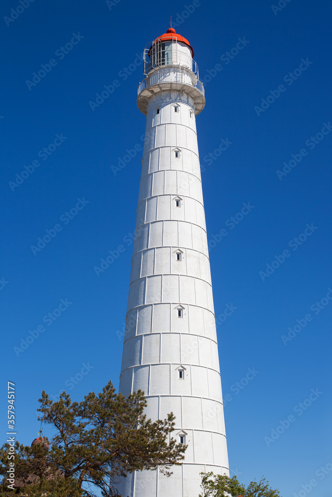Tahkuna lighthouse in summer sunny day on Hiiumaa island, Estonia