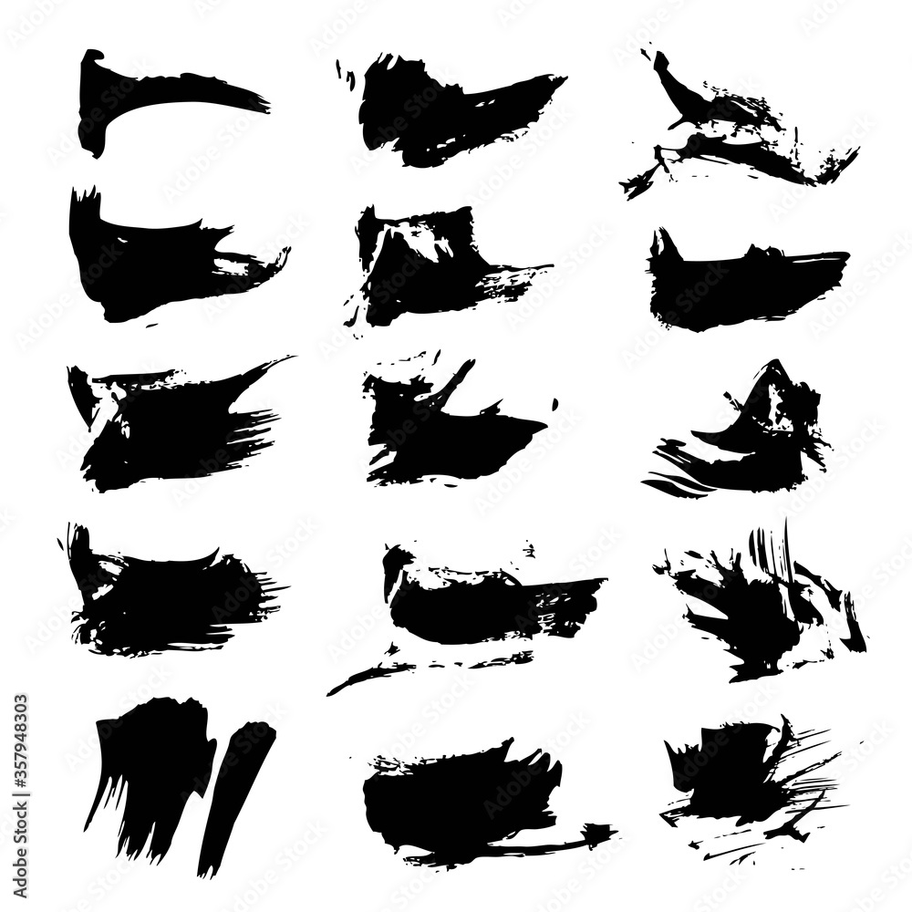 Fototapeta premium Black textured smears isolated on a white background