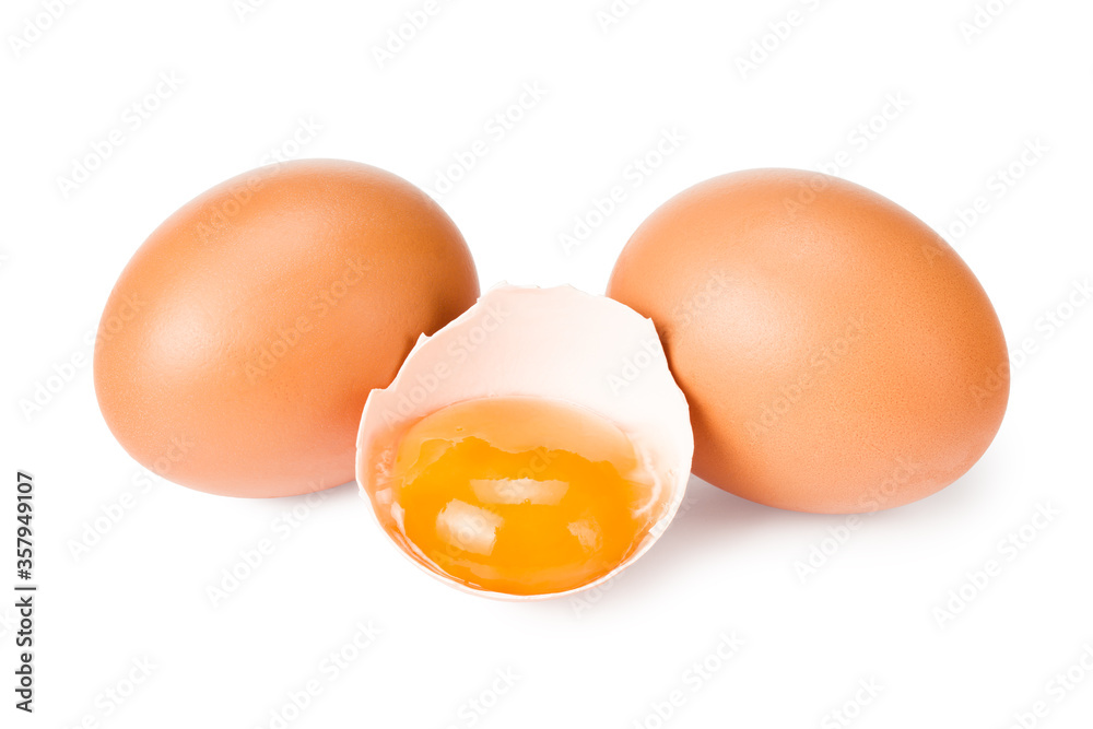 broken chicken egg isolated on a white background broken chicken egg isolated on a white background