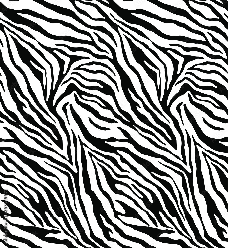 Seamless zebra pattern, animal print. - obrazy, fototapety, plakaty 