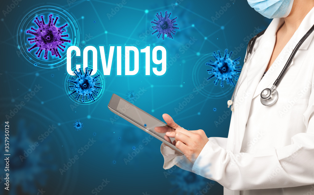 doctor prescribes a prescription with COVID19 inscription, pandemic concept doctor prescribes a prescription with COVID19 inscription, pandemic concept