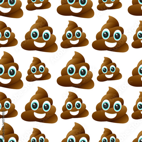 Pile of Poo Pattern. Seamless Background Symbols. Emoji Drawn Sketch Hand Made Design Vector.