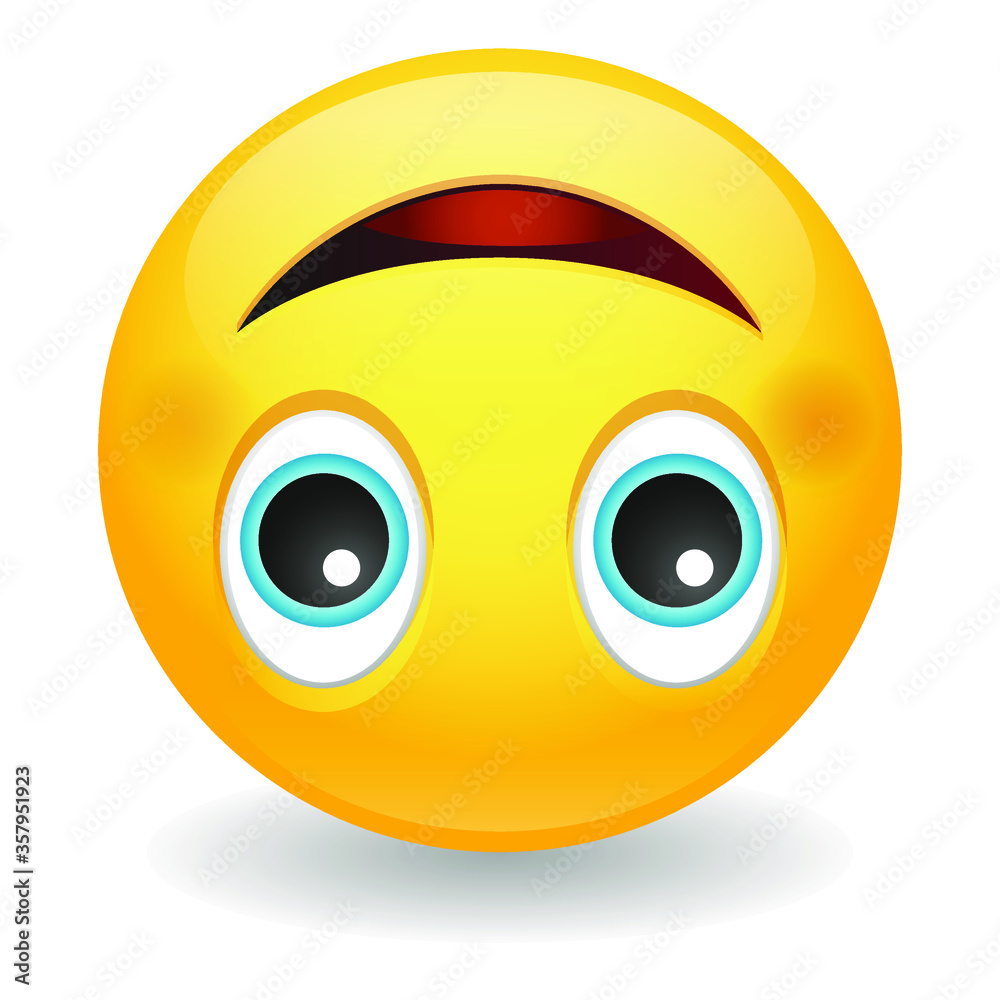Crazy emoji with Zany Expression. Excited emoticon wild face. Vector design illustration. Upside Down Face.