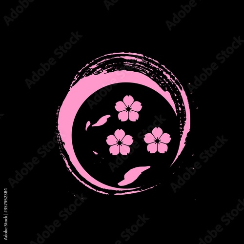 sakura pink brush art style logo and vector logo and icon
