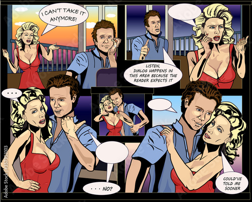The Couple's Chat - Set of Comic Story Panels - Detailed Illustrations 