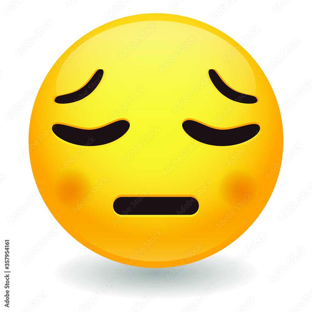 Fototapeta premium Pensive Emoji Kawaii Face. Saddened by life Vector Design Art Trendy Communication. Chat Elements feeling disappointed.
