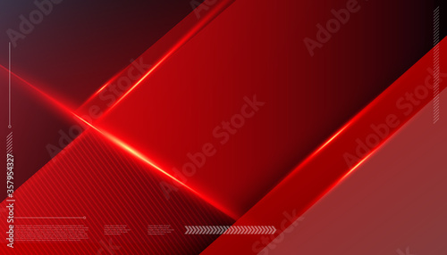 geometric shape futuristic technology shiny red motion line abstract background. vector illustration for banner, wallpaper, poster.