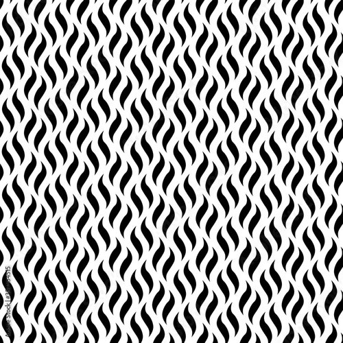 Seamless pattern of black waves on a white background