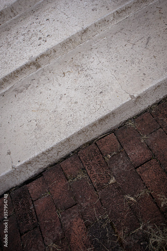 Red Brick Stone Stairs Composition Photograph