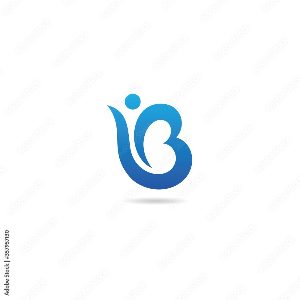 initial b with people logo design icon, vector, element, template