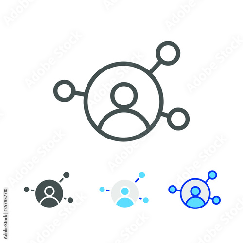 Human user in networking circle.  Personal Connection affiliation. Affiliate network business sharing partnership . Affiliate marketing icon. Vector illustration Design on white background. EPS10 