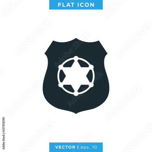 Sheriff Badge Shield Icon Logo Design Template.