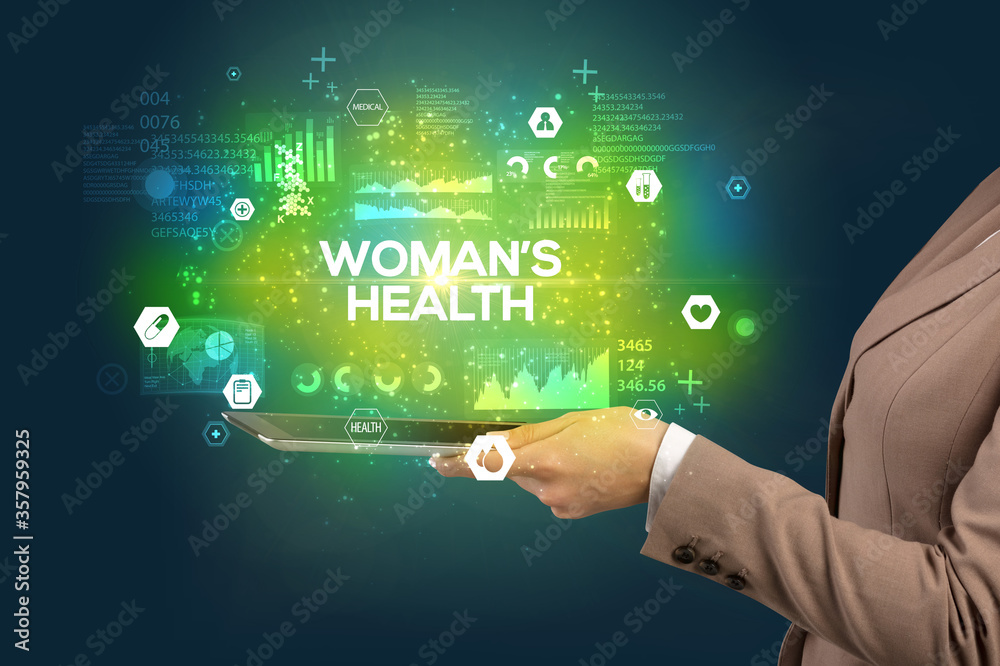 Close-up of a touchscreen with WOMAN’S HEALTH inscription, medical concept Close-up of a touchscreen with WOMAN’S HEALTH inscription, medical concept