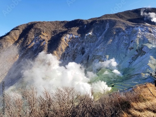 Active volcanic activity continues on Mount Hakone, Owakudani valley