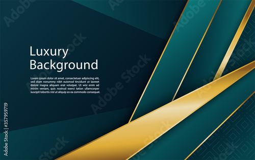 luxurious navy green background and golden line luxury. elegant modern background.