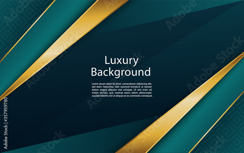 luxurious navy green background and golden line luxury. elegant modern background.