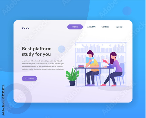 study web landing page with illustration