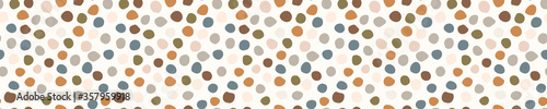 Seamless background confetti banner. Gender neutral baby pattern. Simple whimsical minimal earthy 2 tone color. Kids nursery sprinkles border or boho fashion tribbon trim