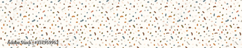 Seamless background confetti banner. Gender neutral baby pattern. Simple whimsical minimal earthy 2 tone color. Kids nursery sprinkles border or boho fashion tribbon trim