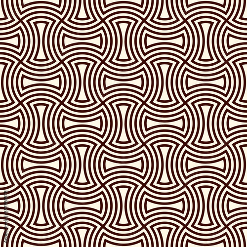 Apple core quilts texture. Bow tie motif. Seamless surface pattern design with interlocking axehead figures.