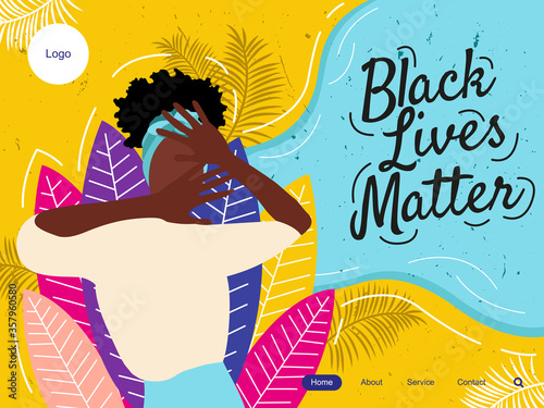 Black lives matter landing page. The social problems of racism. 