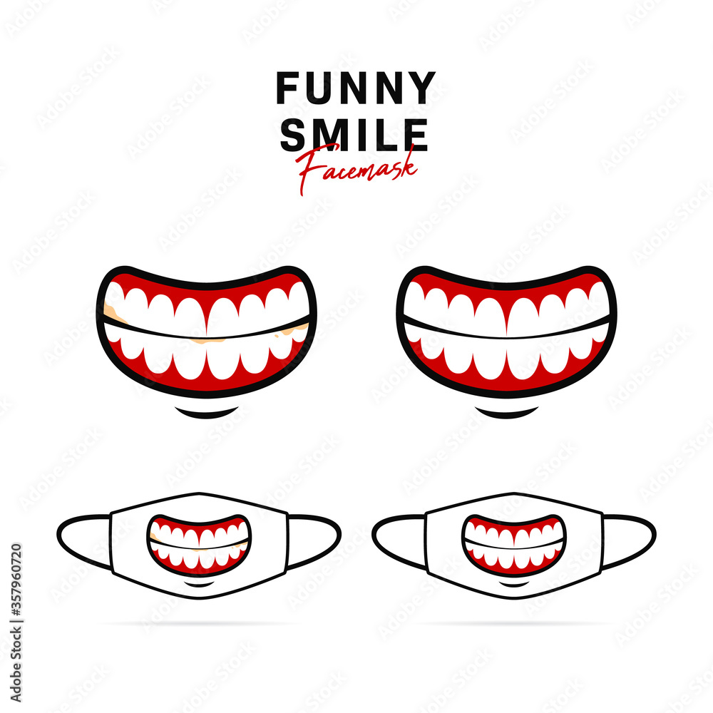 Obraz premium Face mask vector design with creepy funny big open mouth and teeth illustration