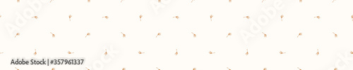 Seamless background dandelion seed banner. Gender neutral baby pattern. Simple whimsical minimal earthy 2 tone color. Kids nursery flower border or boho fashion tribbon trim