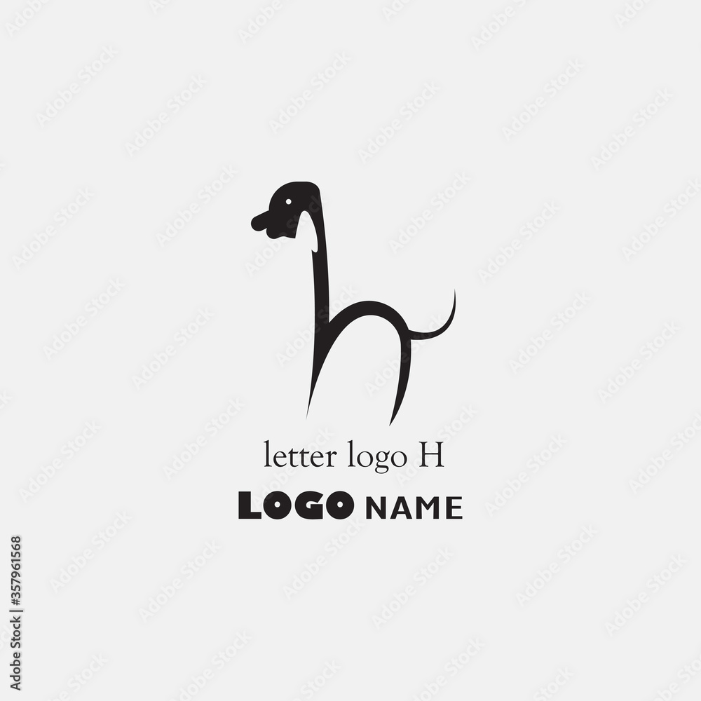 letter h black dog illustration, creative logo. vector design