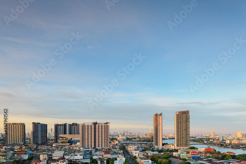 morning time view of sunrise over Bangkok city, thailand